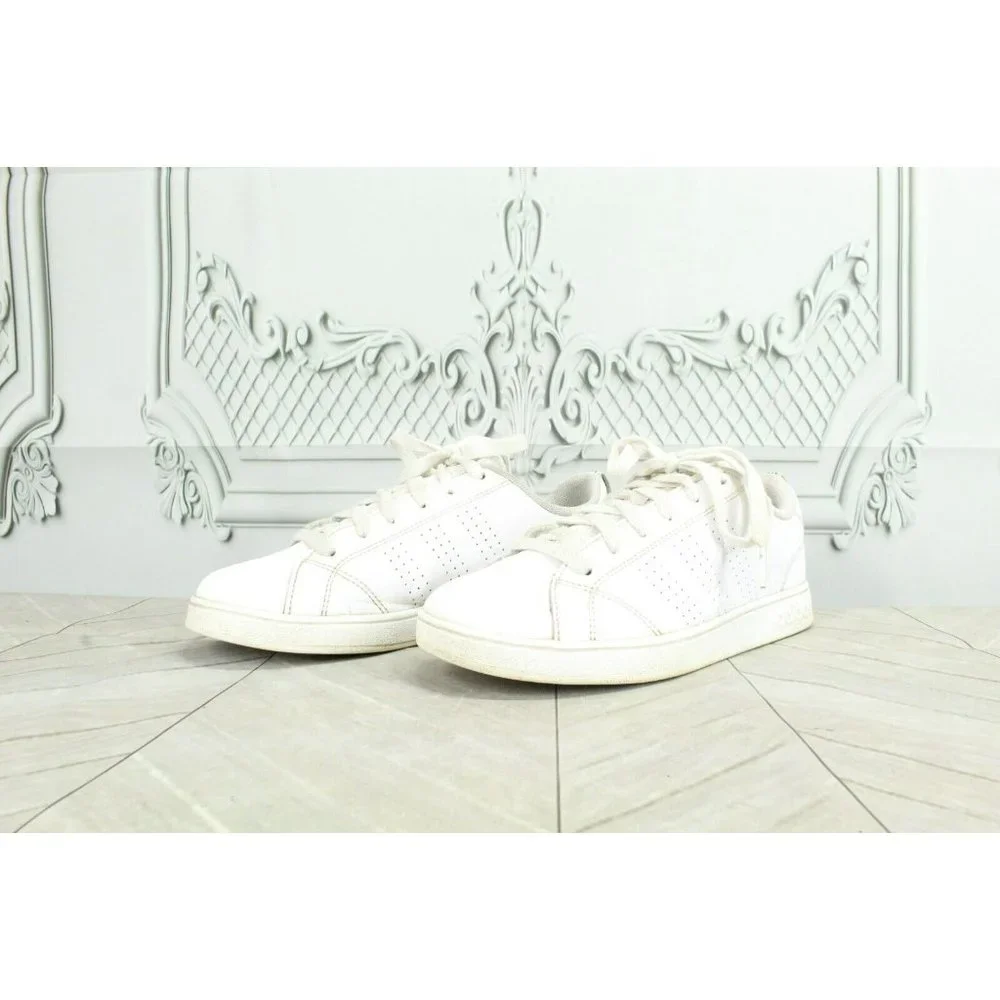 Adidas  White Leather Lace Up Low Top Athletic Sneaker Shoes Size 4.5 - Picture 2 of 9